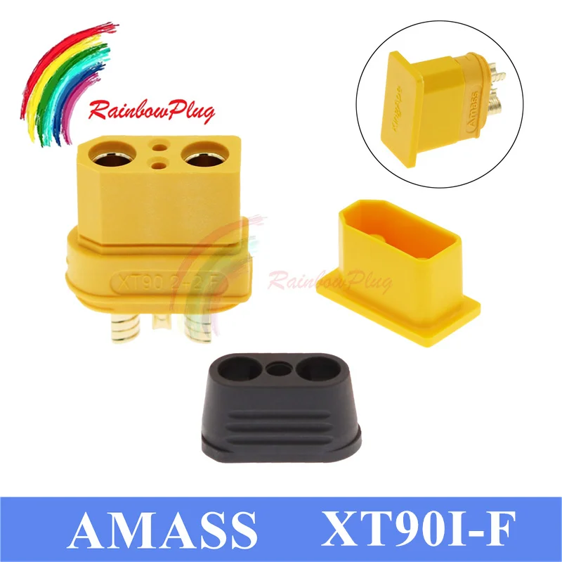 Amass XT90I-F With Cover Plug Connector 4.5mm Copper Gold Plated Bullet Male 2+2 With Signal Pins For Model Drones Or Cover