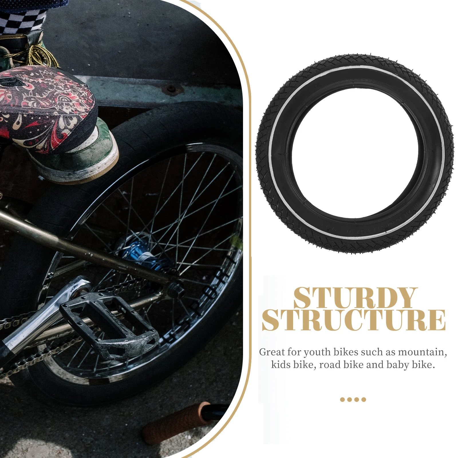 

Kids Balance Bike Tire Durable Rubber Anti Slip Easy Inflate Replacement Air Tire for Children Racing Safe Snowy Days Outer Bike