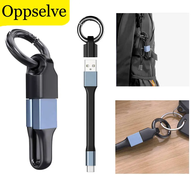 Portable Fast Charging Keychain USB Charging Data Cable For POCO Micro USB Type C Short Cabo Cord For Samsung S21 Xiaomi Huawei