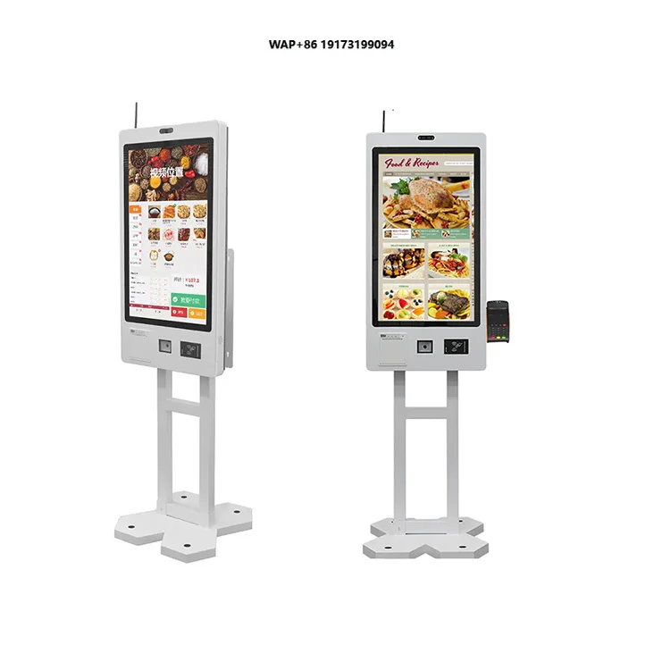 

New Touch Screen Ordering Kisok Modern Fast Food Self Order Menu Floor Standing Restaurant Payment Kiosk with SDK Barcode Reader