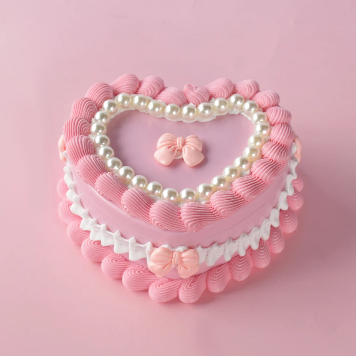 5.9Inches Vintage-Style Pink and White Heart-Shaped Cherry Fake 