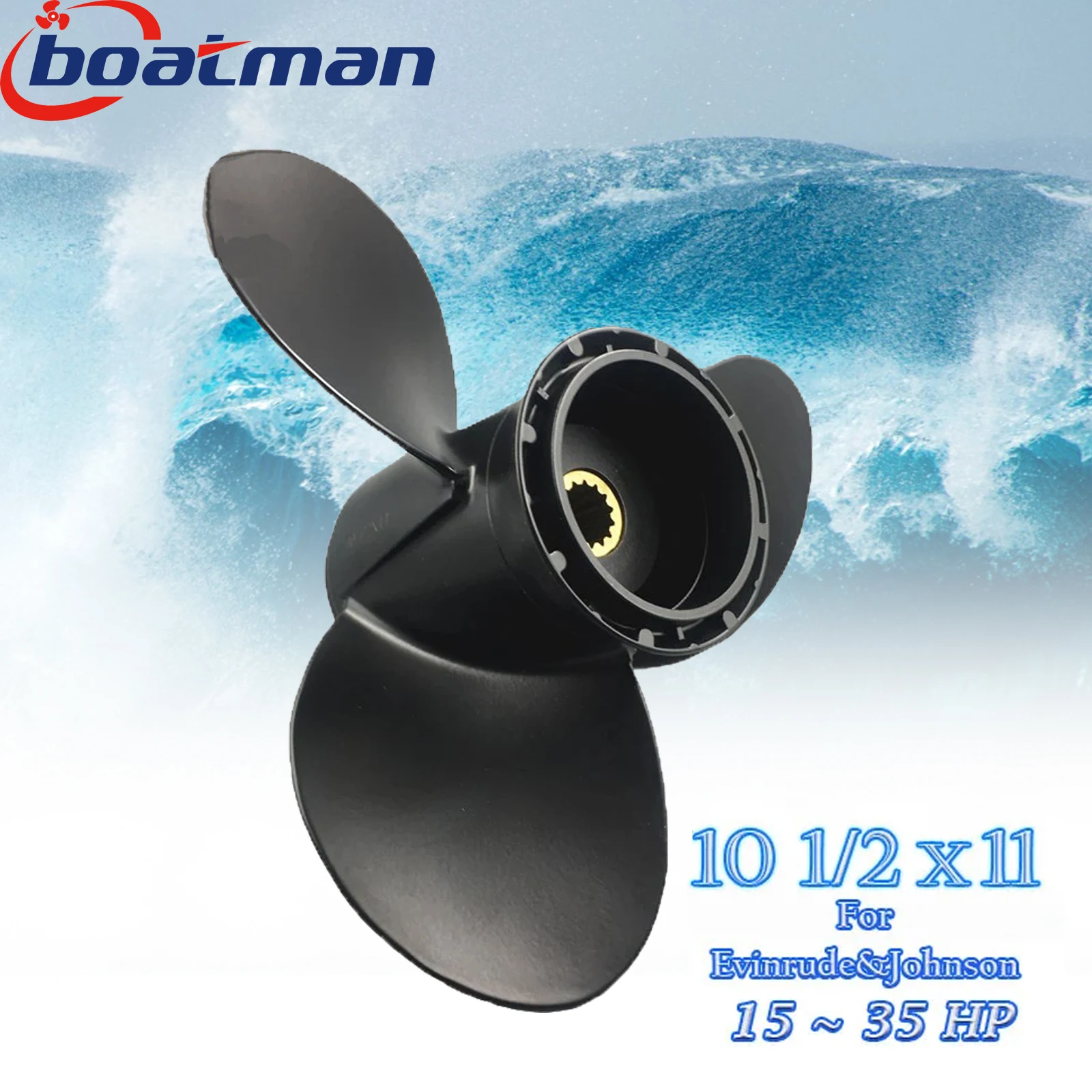 

BoatMan® 10 1/2x11 Outboard Propeller For Evinrude&Johnson 15HP 20HP 25HP 30HP 35HP Aluminum 14 Tooth Boat Engine Parts