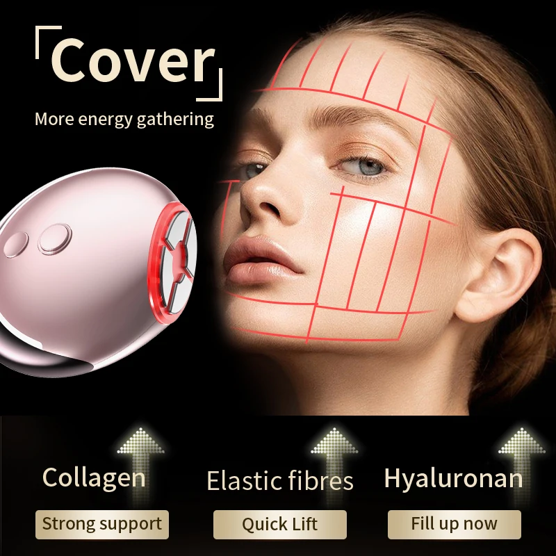 New Arrival Mini Design Waterproof Micro Current Face Lifting Electric EMS Stamp RF Beauty Device with USB Charging Base