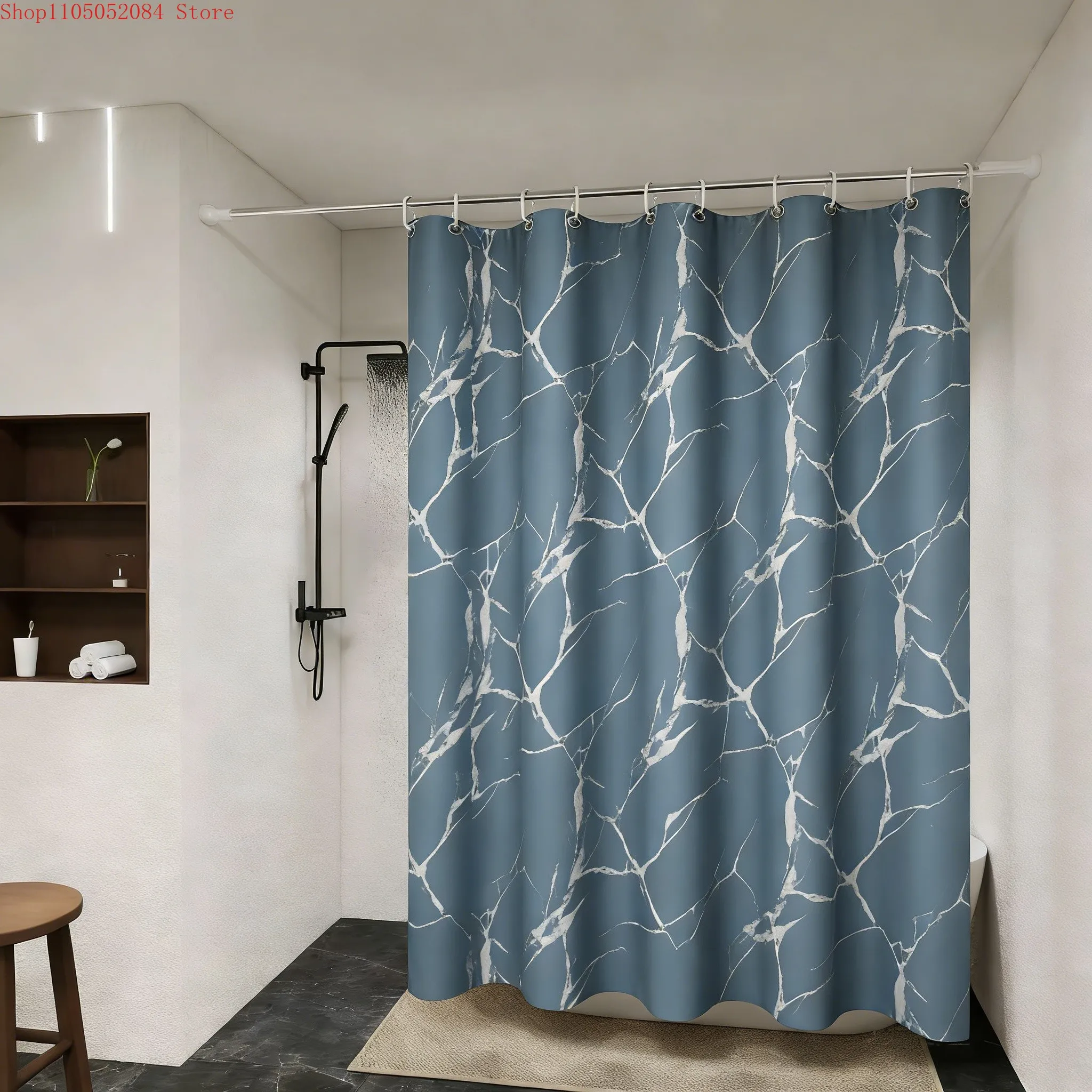 Modern Black Abstract Interwoven Line Art Waterproof Shower Curtain