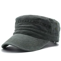 Unisex Vintage Flat Top Hat Classic Washed Caps Adjustable Fitted Thicker Denim Army Hats Autumn Winter Sun Hat Military Caps - Image 3
