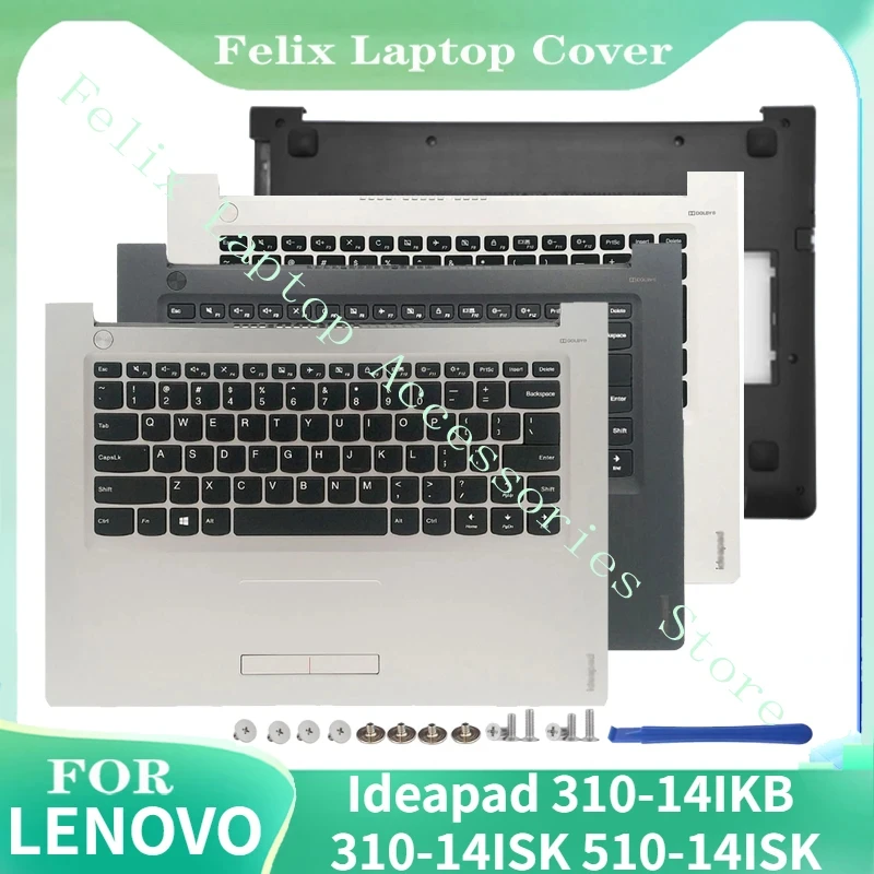 

New For Lenovo Ideapad 310-14IKB 310-14ISK 510-14ISK Replacemen Laptop Accessories Palmrest And Keyboard Black Silvery White