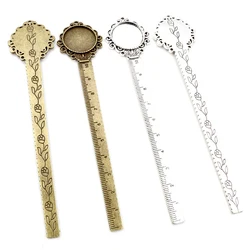 2pcs 20mm Ruler Bookmark Base Tray Cabochon Base Blanks Settings and Glass Cabochon Cameo DIY Jewelry Making Accessories