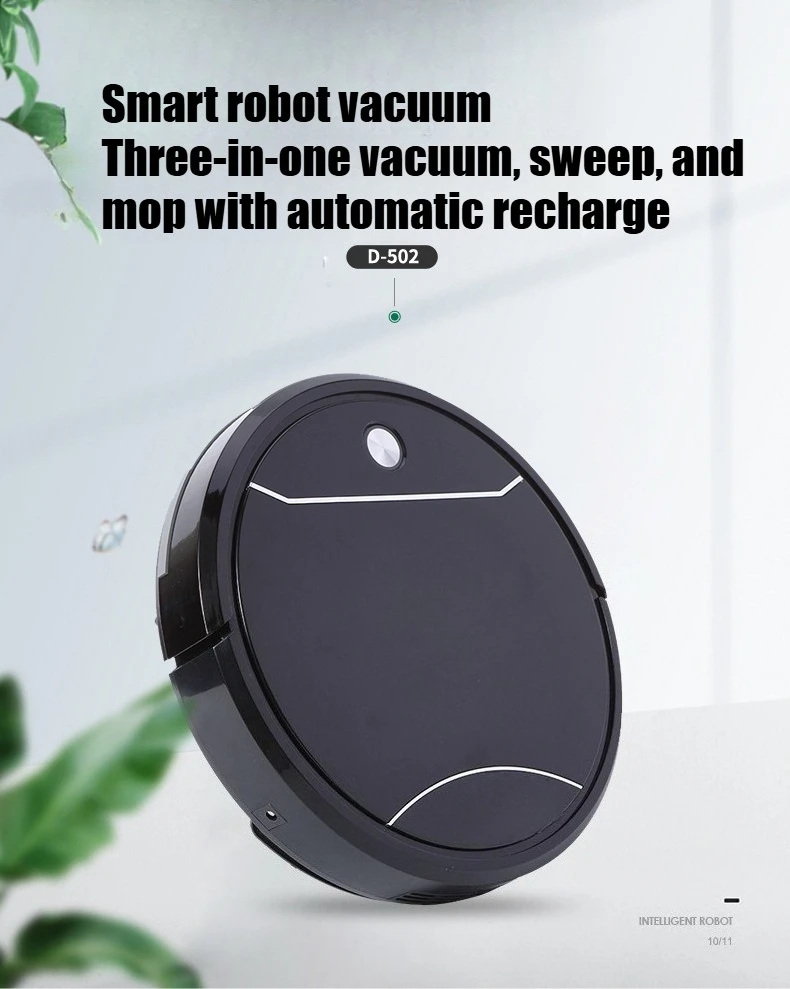 Automatic recharging robot vacuum with wireless remote control and intelligent route planning.