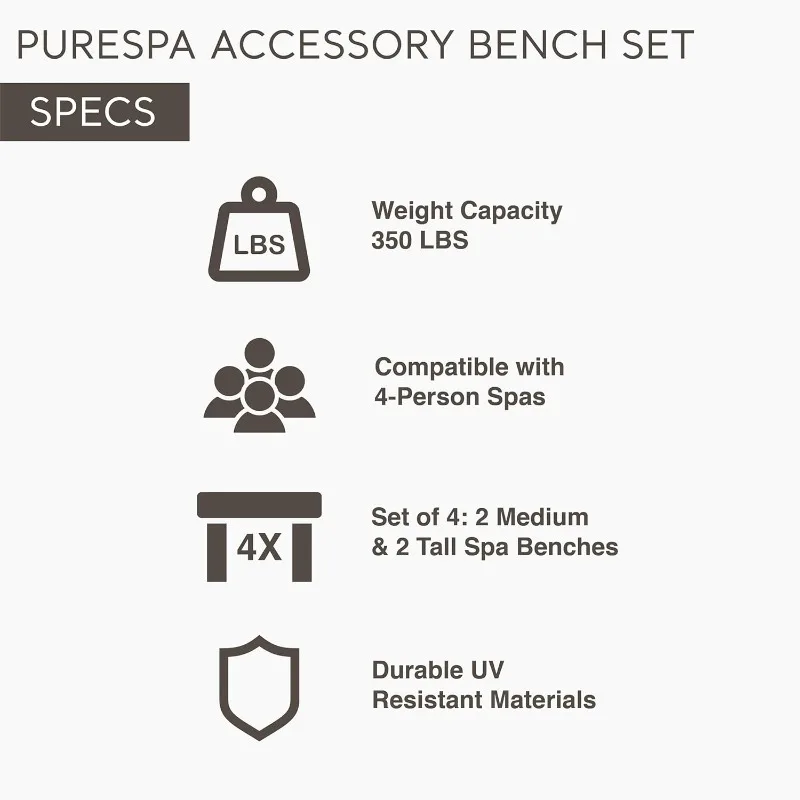 PureSpa Plus Grewood المحمولة نفخ فقاعة حوض استحمام ساخن جيت سبا مع 2 متوسطة و 2 طويل القامة PureSpa اكسسوارات Benc #6