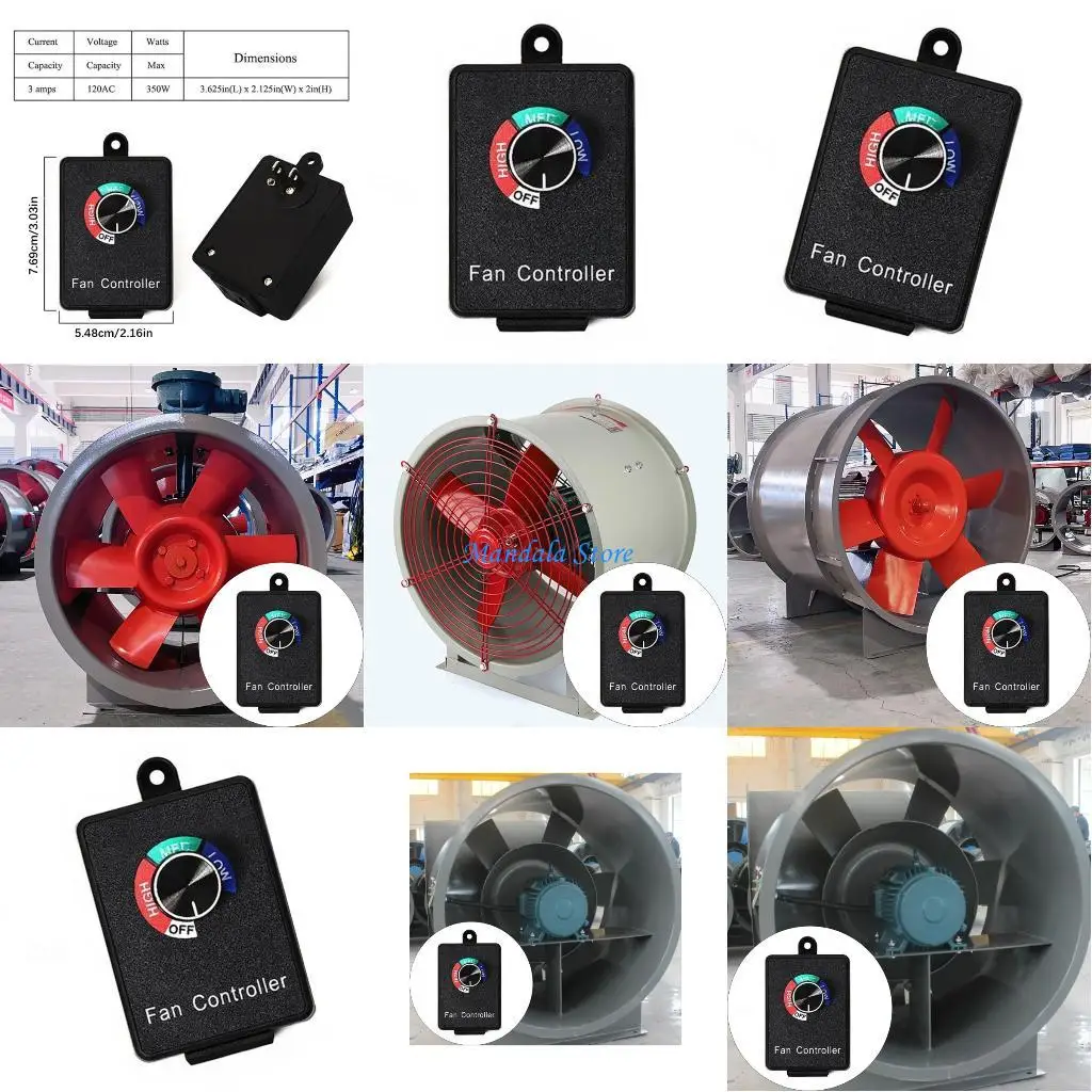 

U2JC 350W Variable Speed Fan Controller HVAC Ventilation Fan Adjuster Electric Fan Governor for Fans Lights Power Tool