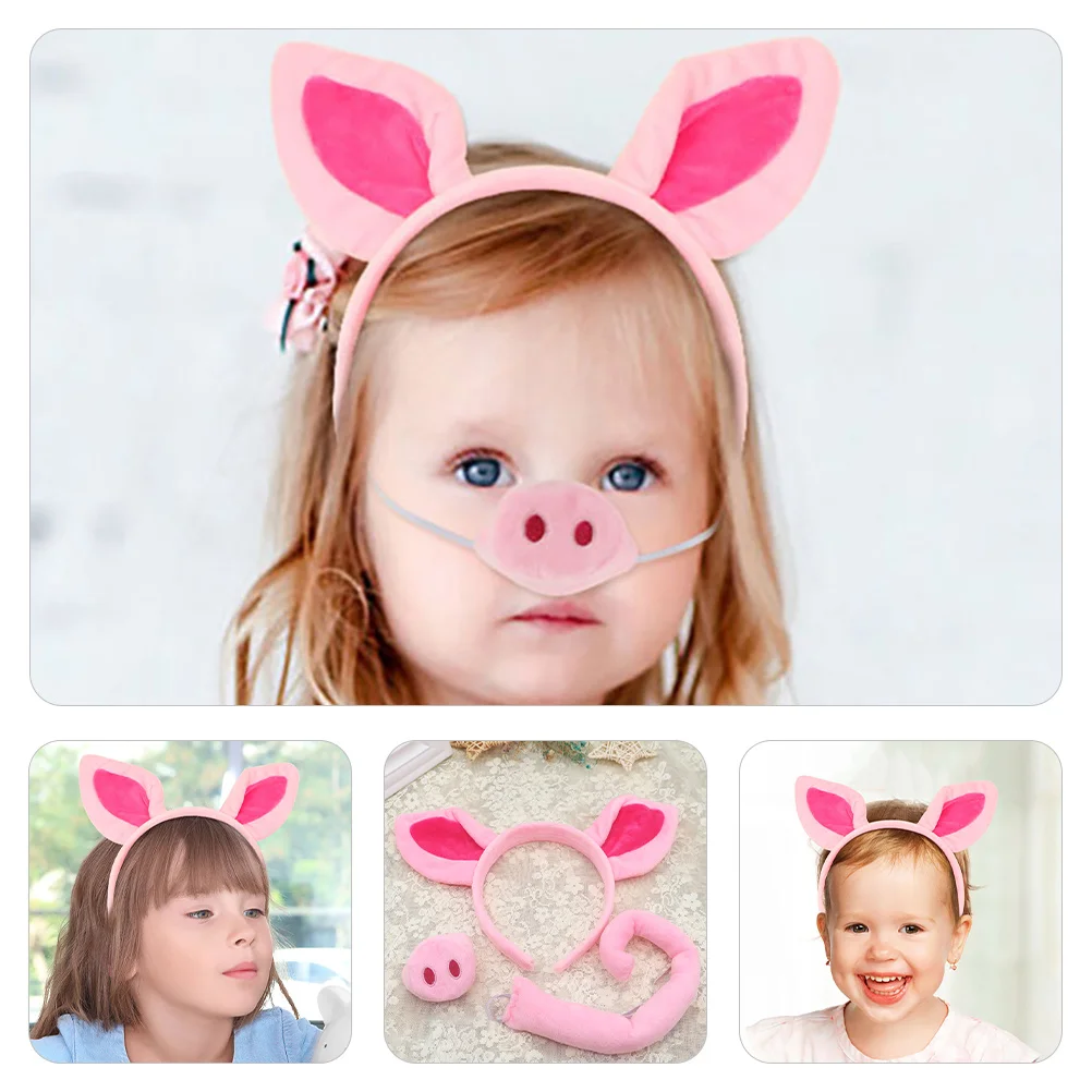 

Pig Nose of 4 Pink Ears Pig Costumes Set Tail Animal Tails Costume Animal Headb s Halloween Christmas Accessories