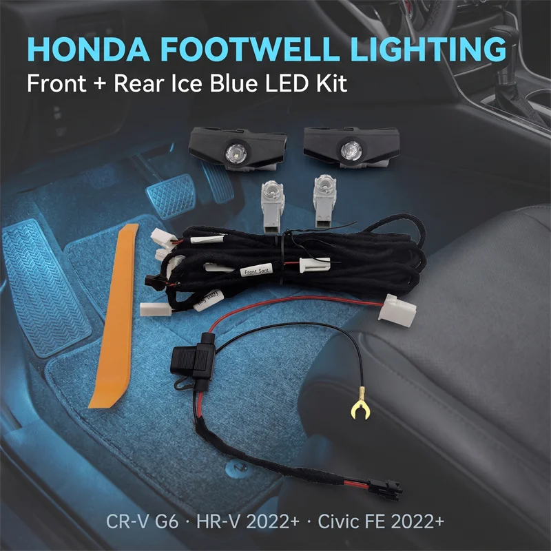 LED Footwell Light Car Interior Ambient Atmosphere Lamp For Honda Civic 11th FE 2022-2023, CRV G6 2023-2024, HRV 2022+