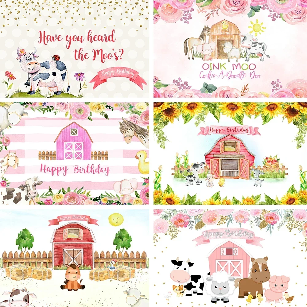 

Mocsicka Boy Girl Farm Birthday Party Background Poster Wood House Holiday Prop Backdrop Newborn Cow Baby Shower Cake Photobooth