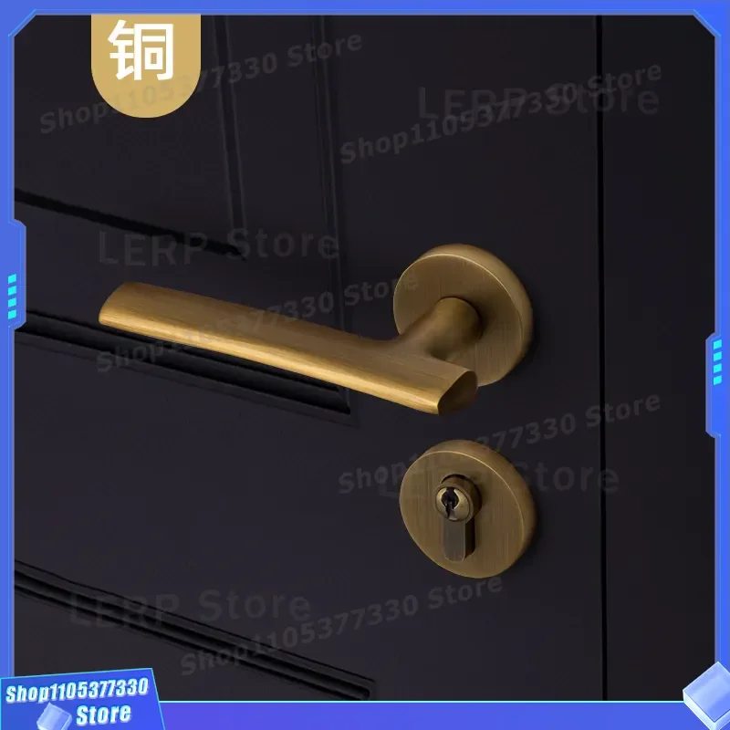 French Style Brass Door Handle Pure Copper Bedroom Lock Indoor Silent Split Wooden Door Knob Light Luxury Hardware Direct