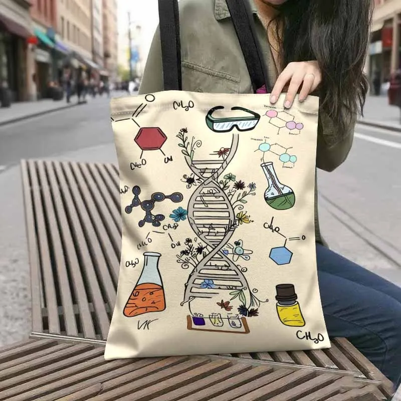 

1pc DNA-Themed Tote Bag for Daily Commute Handbag with DNA, Science Gift for &Casual Outings Everyday Use Shoulder Bag