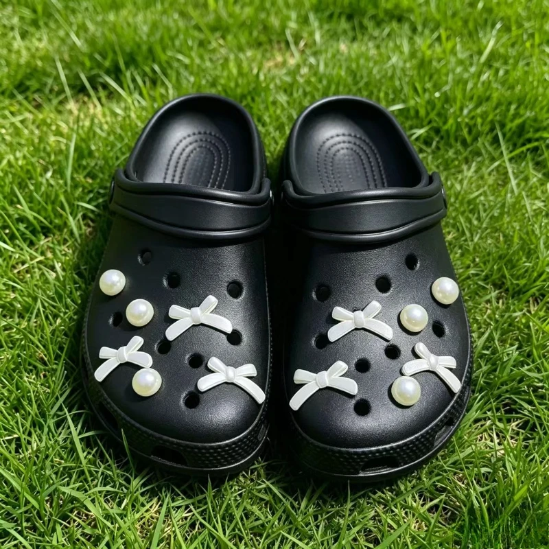 Shiny Pearl & Rose PVC Shoe Charms Cute 3D DIY Decorative Accessories for Clogs Sandals Kids Adults Universal Shoe Ornaments