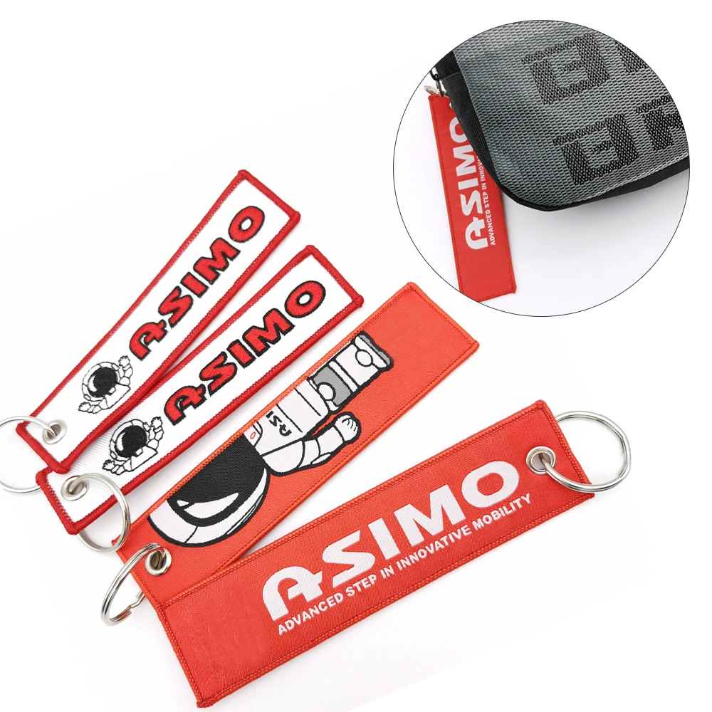 

ASIMO Embroidery Car Logo Keychain Key Backpack Lanyard Keyring JDM Racing Style Key Tags Key Chain For Honda Robot Fit Civic