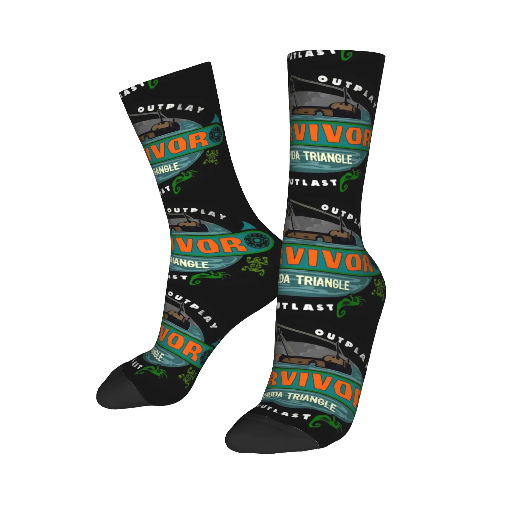 

Winter Warm Casual Men's Women's Adventure Game TV Show Survivor Socks Bermuda Triangle Non-slip Basketball Socks,