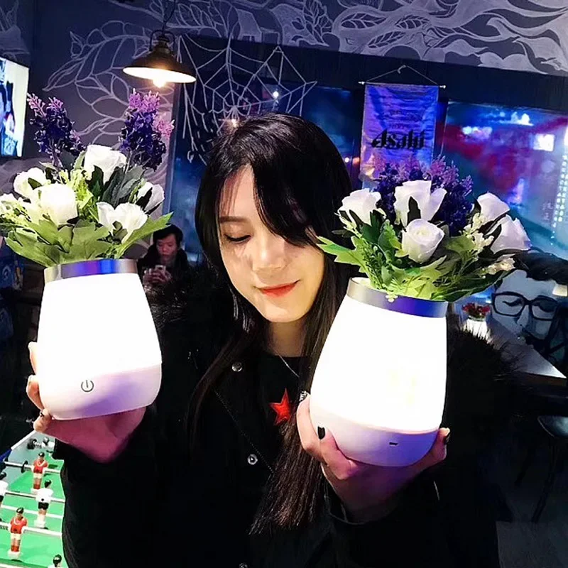 독특한 침실 침대 옆 작은 야간 램프, USB 충전, 따뜻한 꽃병 장식, 식당 및 거실 장식 테이블 램프