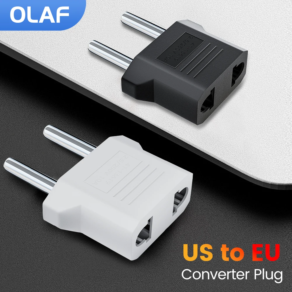 Olaf 1-10pcs 4.8/4.0mm US To EU Plug Adapter EU US To Euro KR BR Brazil Plug Converter American Travel Power Adapter Plug Socket