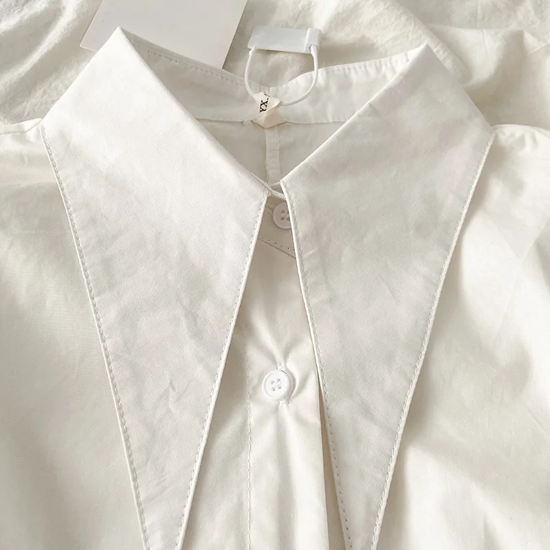 Chemises blanches Vintage à manches longues pour femmes, hauts courts et irréguliers, Style coréen, nouvelle collection printemps été 2023