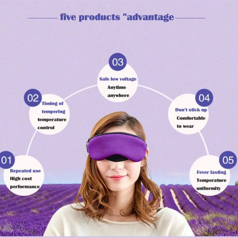 New Temperature Control Heat Steam Cotton Eye Mask Dry Tired Compress USB Hot Pads Eye Care Hot!