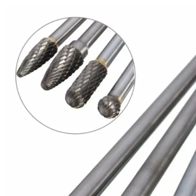 4Pcs Long Reach Carbide Rotary Burr 1/4 Inch Shank 6mm 150mm CNC Engraving Bit For Metal Steel Iron Wood Carving Drilling Tool