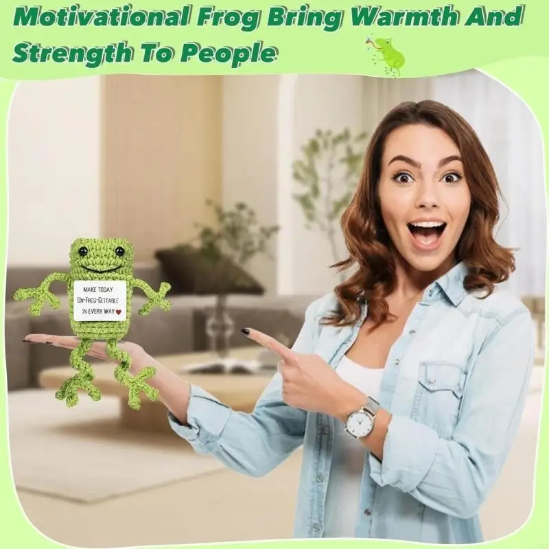 CORB Whimsical Crochet Frogs Toy with Uplifting Message Words for Special Occasion
