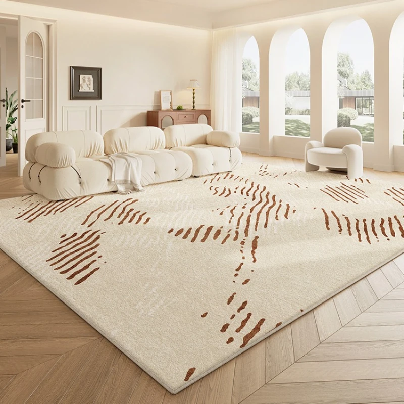

Beige Cream Style Living Room Carpet Creative Brown Lines Bedroom Decoration Home Rug Comfortable Soft Coffee Table Carpet Ковер