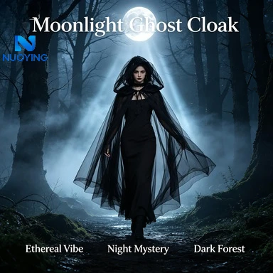 Mantello nero a doppio strato, scialle per cosplay da strega o vampira, mantello in stile gotico da sposa, accessorio per costumi di Halloween, ideale per giochi di ruolo, feste a tema e travestimenti