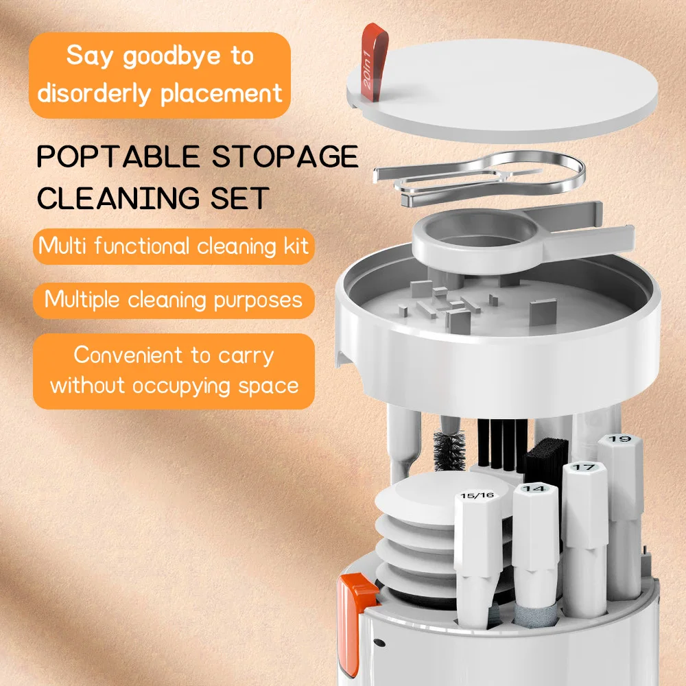 20 in 1 Multi-Tool Cleaning Kit For Laptop Tablet Phone Computer Portable Keyboard Cleaner Kit Earphone Cleaner Brush For Airpod