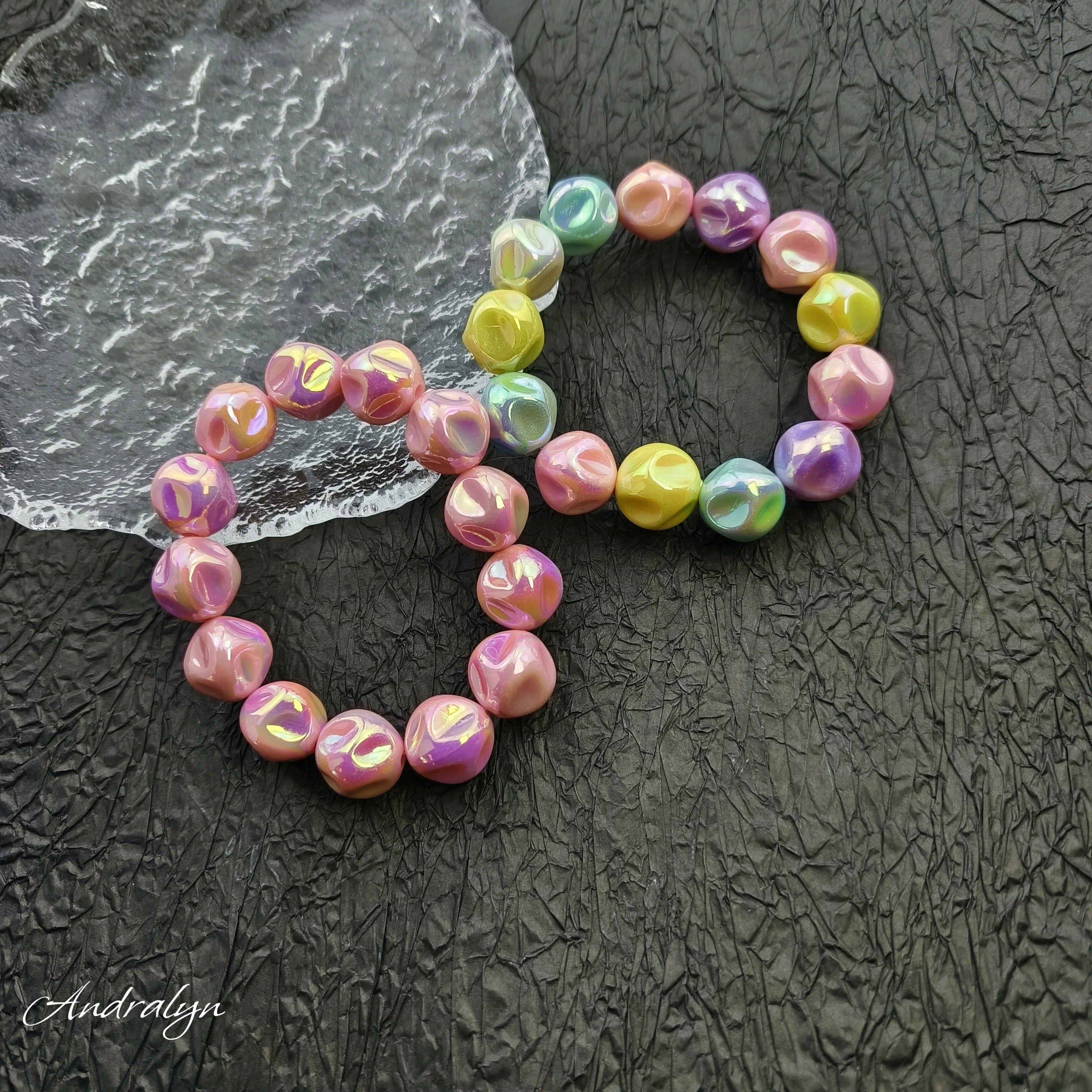 Andralyn Colorful acrylic bead bracelet is an ideal gift for girls and Children's Day gifta string of beadst