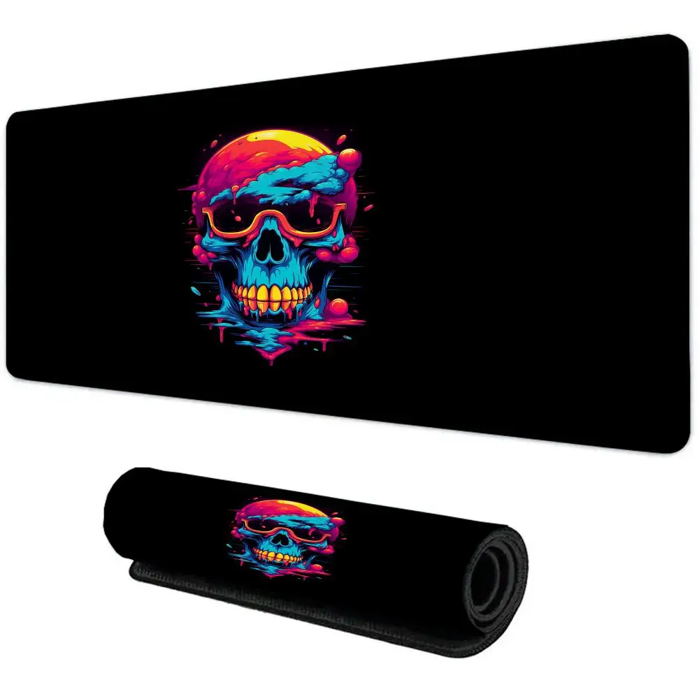 XXL Colorful Skull Pattern Mouse Pad, Non-Slip Rubber Desk Mat, Multi-Functional Gaming Mouse Pad, Suitable for Office Computers