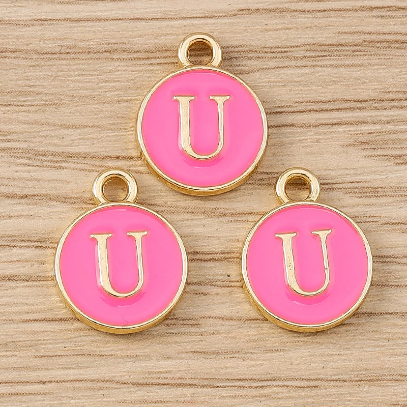 10 Stück niedliche, doppelseitige Buchstabenanhänger aus Emaille, Alphabet A-Z, zum Basteln von Schmuck, für Namens-Ohrringe, Halsketten und DIY-Bastelarbeiten. – Detail 23