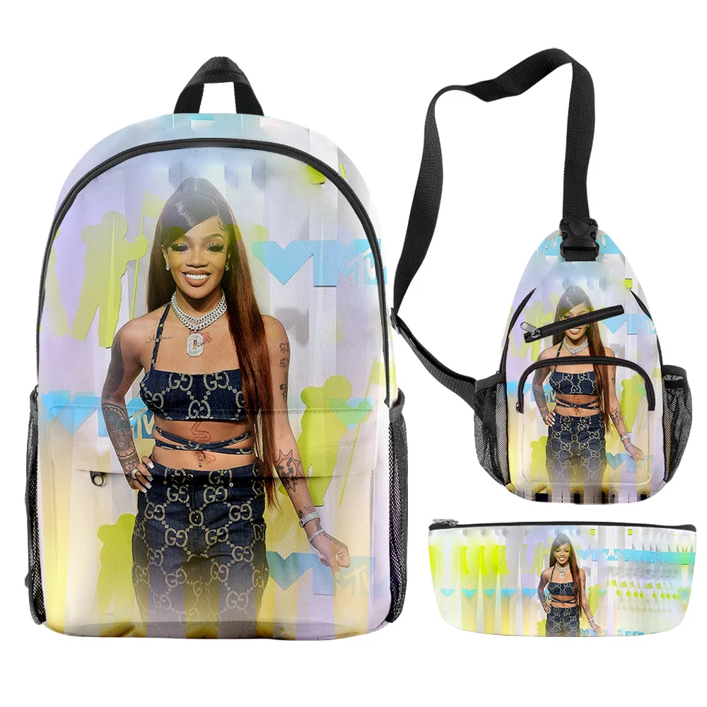 

Hip Hop Popular Funny GloRilla Rapper 3D Print 3pcs/Set pupil School Bags Travel Laptop Backpack Chest Bag Pencil Case