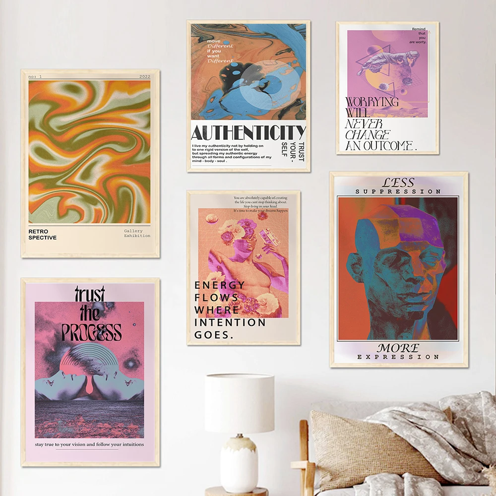 Affiche d'art psychédélique nickel é moderne, décoration murale de chambre, citations de ChimMindown, peinture sur toile Hiphelicopter, abstrait pour la maison
