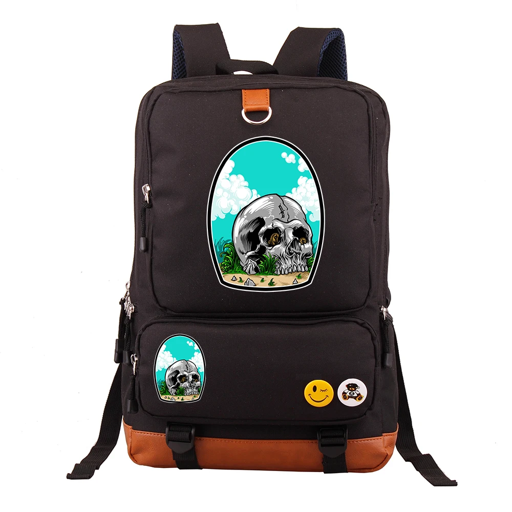 

2026 Skull Head Laptop Backpack Casual Business Travel Large Capacity Middle School Student Double Shoulder Bag
