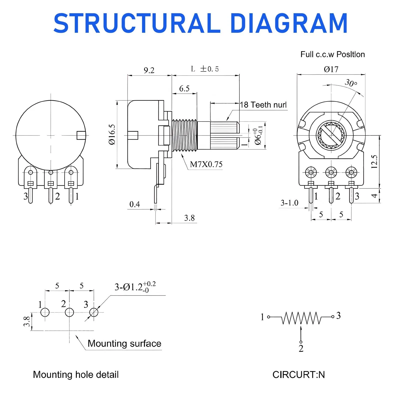 10sets  Potentiometer,WH148 Single-Joint Potentiometers With Rotary Knob B1K/2K/5K/10K/20K/50K/100K/250K/500K/1M