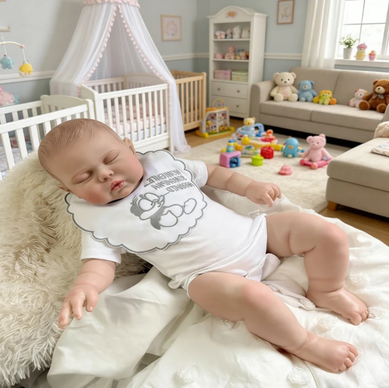 

24''Handmade High Quantity Reborn Pickle Sleeping Baby Lifelike Soft Cloth Body Cuddly Baby Girl Collectible Art Doll