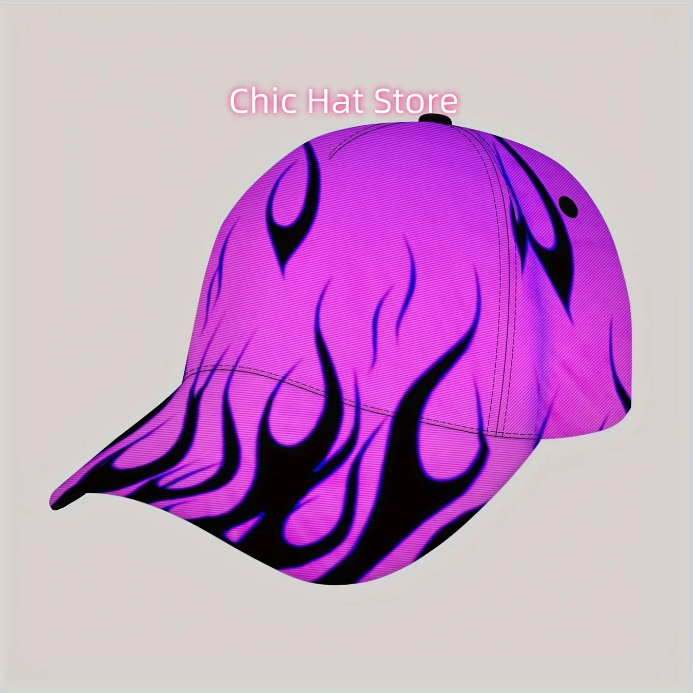1pc, Flame Pattern Baseball Cap, Purple Fire Design, Unisex Fashion Accessory, Casual Outdoor Wear, Adjustable Fit, Breathable S