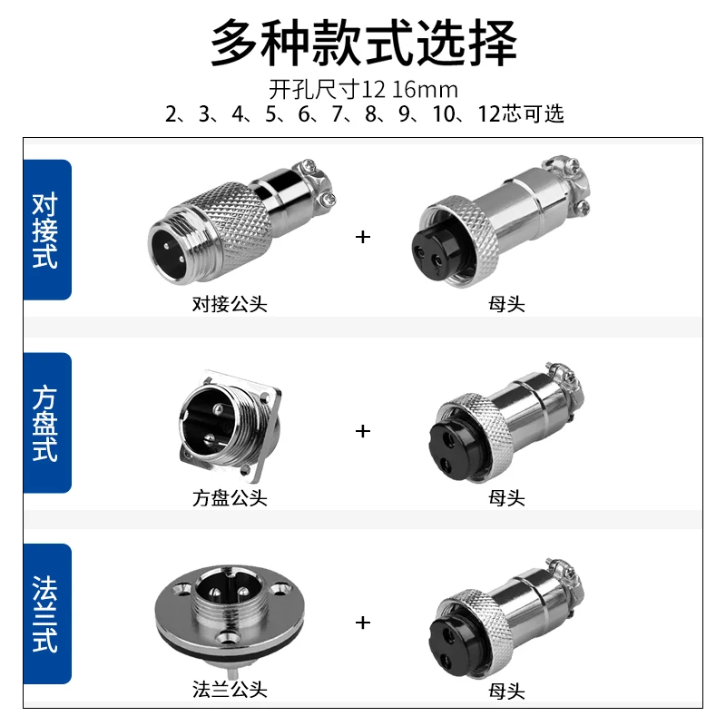 Aviation 6-core flange 10 precision machined M12 8-core socket