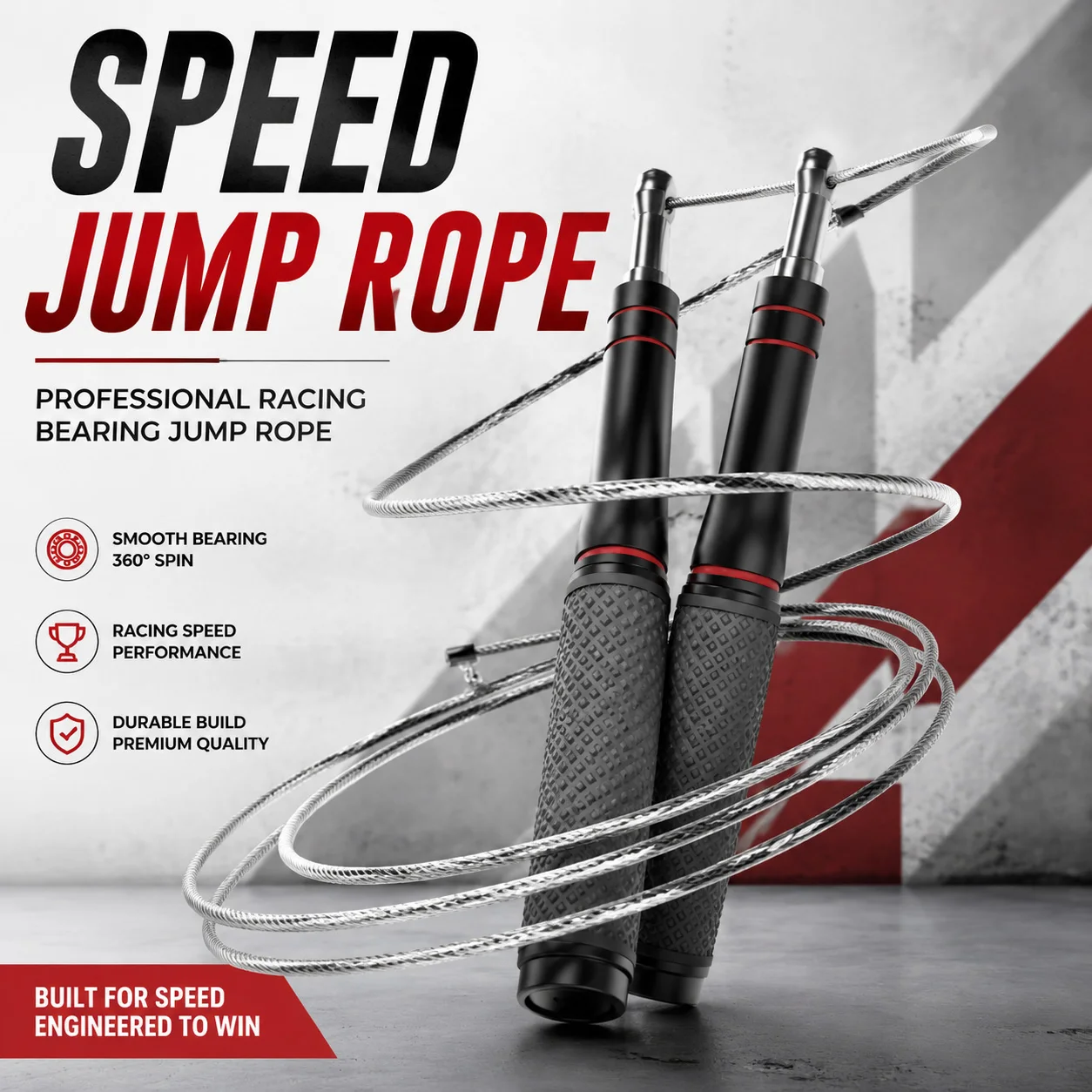 Cuerda para saltar de velocidad, cuerda ajustable resistente, diseño liviano, rotación suave de rodamientos de bolas, adecuada para entrenamiento CrossFit
