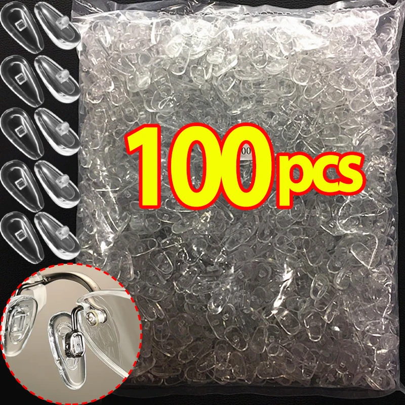 2/100pcs Air Chamber Clear Oval Eyeglass Nose Bracket Soft Silicone Nose Pads Eyewear Bracket Anti-drop Glasses Accessories