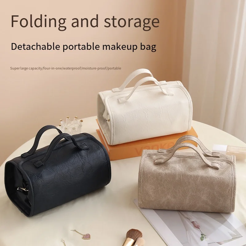 กระเป๋าเก็บเครื่องสำอางกันน้ำความจุขนาดใหญ่ กระเป๋าใส่อุปกรณ์อาบน้ำแบบพกพาสำหรับเดินทาง ช่องเก็บของแบบถอดได้ กระเป๋าใส่อุปกรณ์อาบน้ำในห้องน้ำ