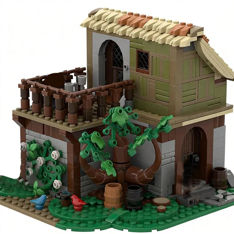 1487 ชิ้น ชุด City Engineering 10332 - ร้านเบเกอรี่ยุคกลางและบ้าน MOC ชุดตัวต่อแบบโมดูลปรับแต่งได้ ของเล่นสร้างสรรค์ DIY ของขวัญวันเกิด