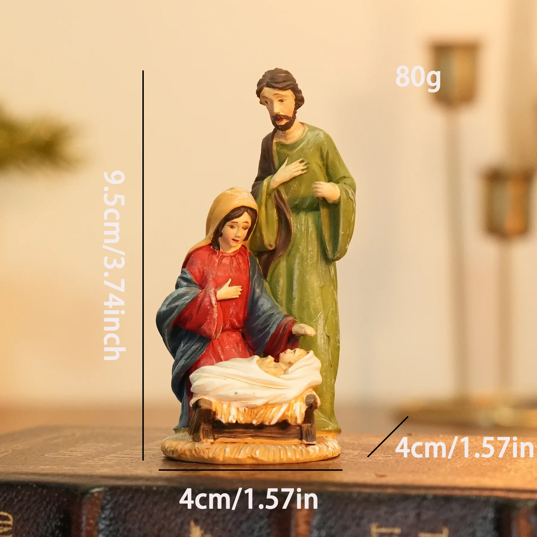 European Religious Nativity Set Resin Figurines, Three Wise Men & Virgin Mary Statue, Church Home Desktop Decor Ornament Gift view 4