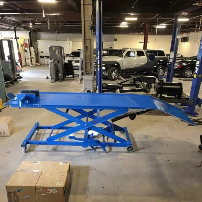 Hot Sale 1000 Lbs Scissor Hydraulic Lift Table Blue Vehicle Tool for Motorcycle