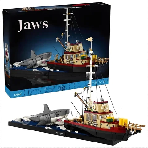 아이디어 Jaws 21350 디오라마 보트 상어 해적선 낚시 보트 조립 모델 퍼즐 휴일 파티 용품 생일 선물