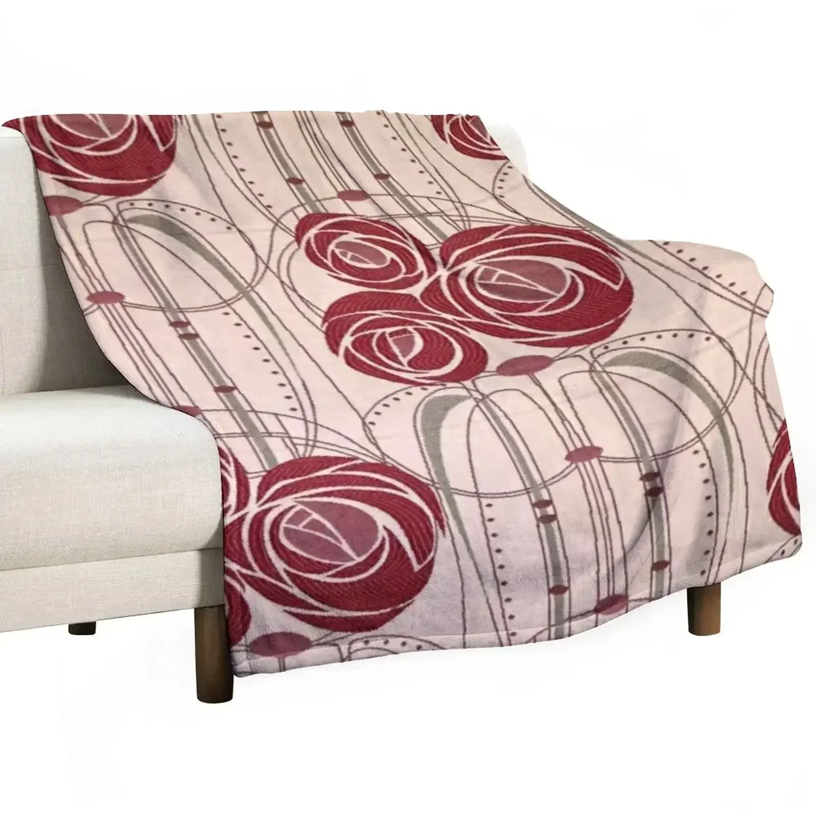 

Charles Rennie Mackintosh roses,Mackintosh abstract rose Throw Blanket Luxury Throw Soft Blankets