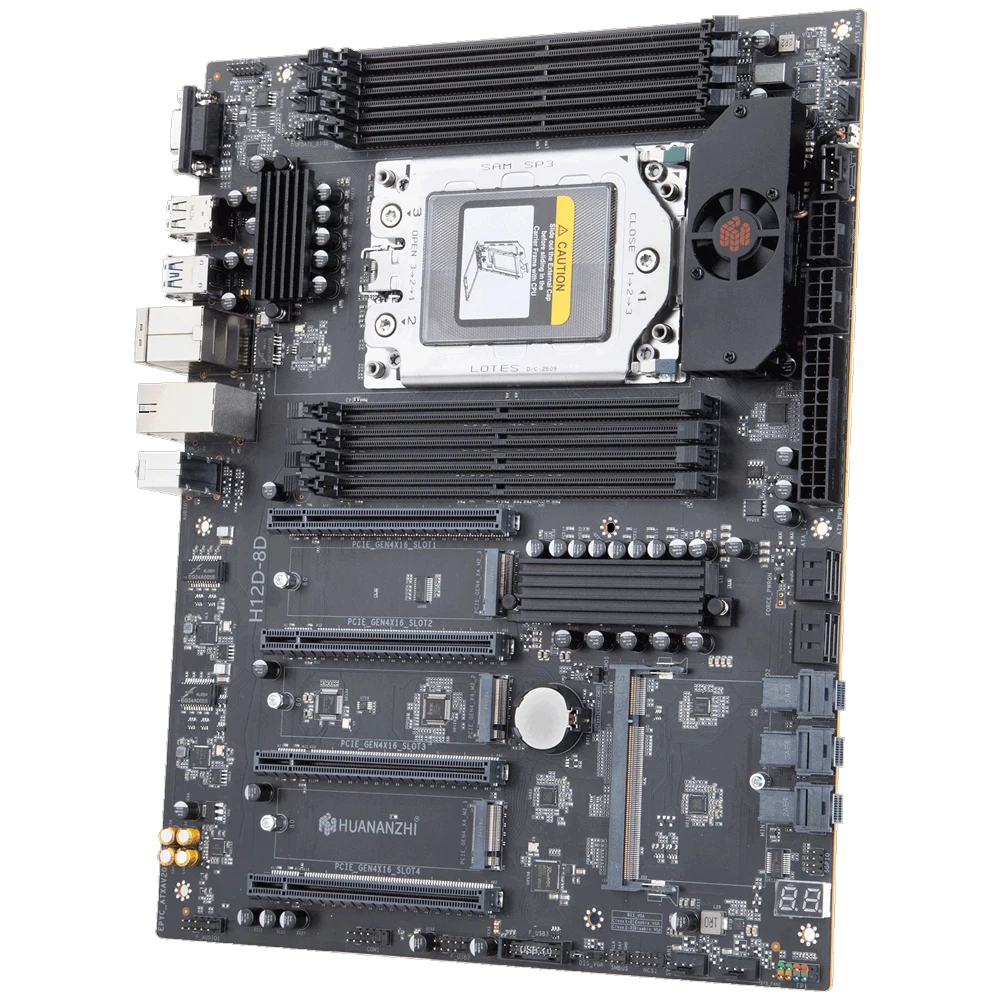 Zestaw serwerowy HUANANZHI H12D-8D z płytą główną EPYC, IPMI, procesorem AMD EPYC serii 7002 7003, 8 kanałami pamięci i dwoma portami sieciowymi 2.5G